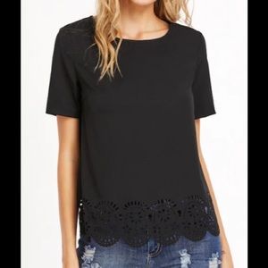 Black Laser Cutout Blouse